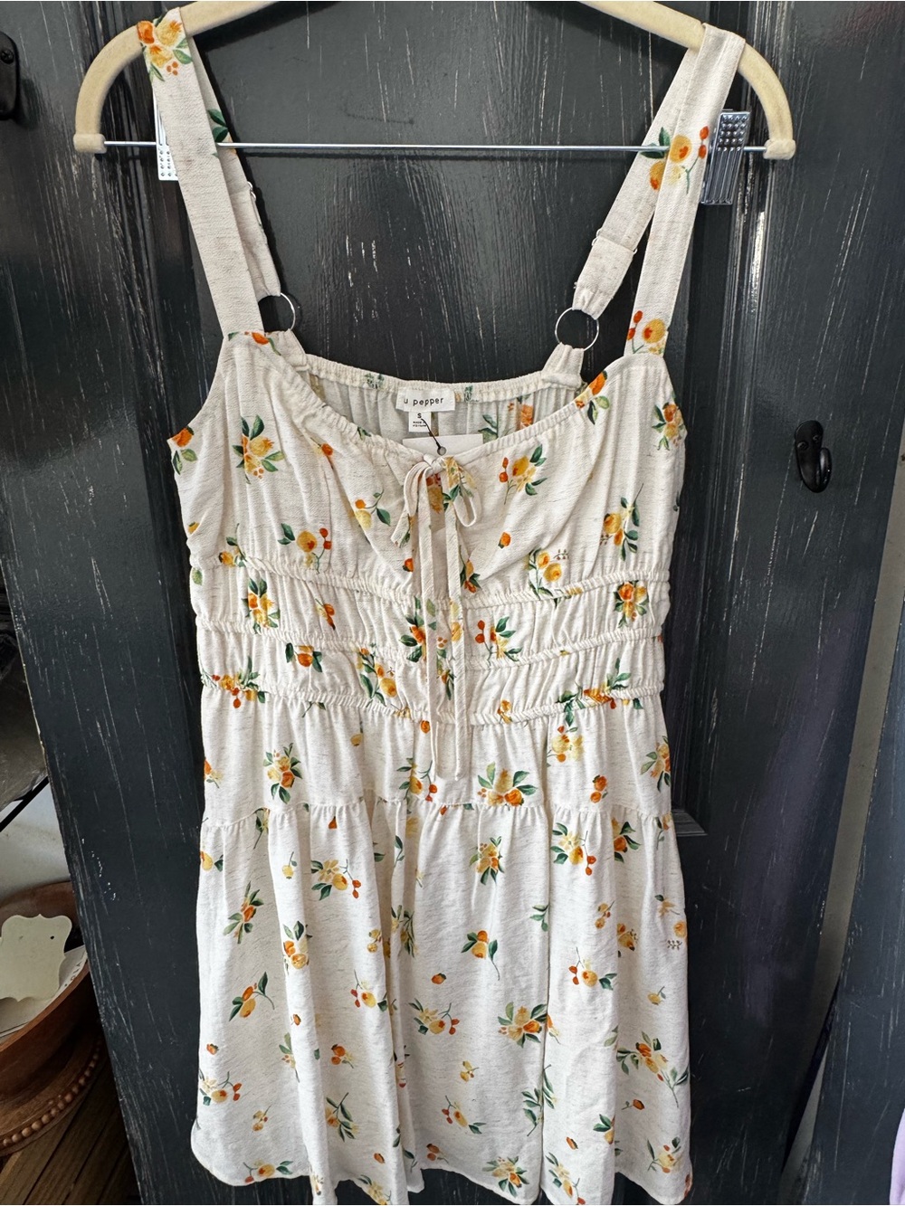 Blu Pepper White Floral Sundress with Adjustable Straps